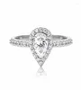 Naszyjniki wisiorek anujewel 1ct Pear Cut Moissanite zaręczynowy obrączka 925 Srebrne pierścionki dla kobiet biżuteria Whole2173466