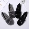 Scarpe casual pelliccia da donna peluche peluche mobili pelosi di grandi dimensioni signore mocassine cristalline femmine vere pile di cotone