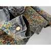Spring Fashion Jacquard Stickerei Denim Jacke Frauen losen kurz blau Cowboy Outwear Peter Pan Kragen Jeans Jacke Mantel Frau 240416