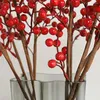 Fiori decorativi 1pcs rami di bacche rosse artificiali pianta finta bouquet casa di Natale anno di decorazione di decorazioni da festa
