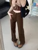 Женские джинсы в американском стиле кофейного цвета с высокой талией для осени с прямыми брюками в Instagram Street Trend