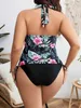 Moda de banho feminina Seur plus size tamanho em V Halter pescoço tankini conjunto mulheres gravata sexy time grande tamanho duas peças de banho 2024 maiô