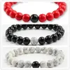 STRAND 3PCS Bracelet Set voor zowel mannen als vrouwen eenvoudige stijl 8mm wit rood turquoise zwart matte steen hand kralen
