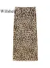 Willshela Women Fashion 2 pièces Set Tulle Léopard plissée Tops vintage haute jupe Midi jupe féminine Chic Lady Jirts 240429