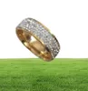 5 rij kristallen sieraden hele goud kleur roestvrij staal trouwringen VS maat 7891011128110263