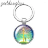 Nyckelringar Tree of Life Colorful Family 25mm Glass Cabochon Keychain Bag Car Key Chain Ring Holder Charms Gift