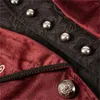 Herren Trench Coats Herren Red Jacquard Steampunk Gothic Tailcoat Jacke mittelalterlicher Renaissance Pirat Vampire Halloween Uniform Stage Cosplay