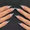 24st French False Nails Almond Fake with Lim Press On White Edge Design Wearable Simple Ins Pink Stiletto Nail Tips 240430
