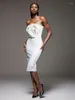 Casual jurken ins dames zomer 2024 beroemdheid sexy strapless bloem bodycon bandage jurk elegant wit midi avondfeestje