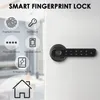 Med Tuya Biometric FingerPrint Smart Door Lock Electronic Digital Lock Lösenord Fingeravtryck Keyless Security Door Handle Hem 240422