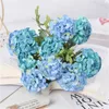 Decoratieve bloemen 5 Hoofd Hydrangea Artificial Bouquet Colors Small Silk Fake Floral Faux Blue Diy Party Wedding Home Decor