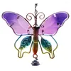 Estatuetas decorativas da porta do jardim decoração de parede de vidro Butterfly Bell Clock Pingente Wind Chime Tube