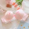 Reggiseni set di reggiseno colorato per caramelle giapponese adolescente senza anello d'acciaio che raccoglie lingerie lolita puro desiderio dolce loli sexy