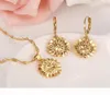 Dubaï Ethiopian Set Jewelry Collier Pendant Pendre Girl REAL 18 K Jaune solide Fine Gf Flower Europe Sett Bridal Set8746335