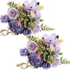 Fleurs décoratives artificielles 10pcs fausses arrangements de bouquet de boutique de fleur de fleur de la soie de soie pivoine (violet)