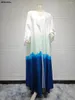 Ropa étnica siskakia dubai Moda musulmana Mujeres elegantes Tie-dye Contraste Color Kimono Abayas Moroccan Kaftan Islam 2024