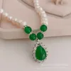 8-9 mm in de buurt van ronde witte natuurlijke zoetwater parel ketting Redgreen Waterdrop Chalcedony armband oorbellen voor moeder sieraden set 240428