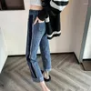 Jeans pour femmes GECELZJC FEMME BUREAU BUREAU LADE MODE HLIPPERS DROITS PANTAGE LETHER