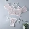 Reggiseni set cimentazioni a 4 colori set da donna lingerie biancheria bianche sexy costumi di sesso trasparente in pizzo trasparente babydoll brassiere mutandine s-xxxxl