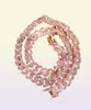 Uwin 9mm Iced Women Women Coker Necklace Metal Gold Metal Cuban Full con Pink Cubic Zirconia Stones Chain Jewelry9431446