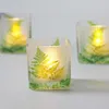 Titulares de vela do norte da Europa Jar Diy Fazendo contêiner Green Leaf Cup Square Glass Candlestick decoração romântica