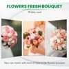 Keychains 6 Handles de bouquet de mariée de mariage avec une fleur de col de dentelle blanche