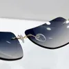 Frameless Wrap Sunglasses Gold/Grey Blue Gradient Men Designer Glasses Women Summer Shades Sunnies Lunettes de Soleil UV400 Eyewear