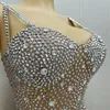 Сцена Wear Ten Diamond Shorts Gloves Юбка Slim без спинка сексуальная ночная вечеринка Bling Bling Performance Одежда