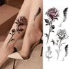 Flor de la mujer Tatuaje temporal tatuaje temporal Pegatina de rosa falso Tatoos Calabricación impermeable Arte de arte Tatoos para mujeres 240423