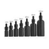 Bouteilles de rangement 10pcs 5 ml-50 ml bouteille de gouttes à verre givré huiles essentielles vides contenant de pipette noir mat pour parfum