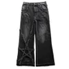 Y2k Streetwear Wide Leg Jeans Männer Frauen Vintage bestickt hochwertige Freizeithosen Hip Hop Harajuku Gothic Black Hosen 240417