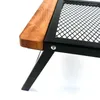 Rangement de cuisine en bois extérieur barbe à fer table de fer pratique avec poignée pliante filet