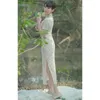 Ubranie etniczne Summer Cheongsam Młoda dziewczyna chiński styl qipao retro sukienka średnia biała słodka impreza codzienna impreza