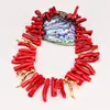 Colliers pendants G-G Gig Big Natural Red Coral Top Richage Préportée Golden Resin Collier Lady Bijoux Cadeaux