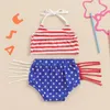 Kledingsets 4 juli Baby Girl Outfits Mouwloze Halter Crop Top Tassel Star Shorts Onafhankelijkheidsdag Kleding