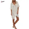 Y2K Aankomst Sexy Beach Cover Up White Crochet Robe de Plage Pareos For Women Swim Wear Saida Praia Beachwear Cover -ups