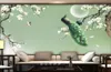 カスタム壁画の壁紙中国語スタイルの手描きマグノリアグリーンピーコックフラワーバードポーウォールペーパーリビングルームテレビ3Dフレスコ5256381