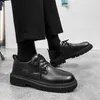 Spring and Automne Loiskes Big Head Chaussures Trendy Black Small Leather Shoes Gai