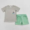 Clothing Sets Short Sleeve Toddler Boy Outfit RTS Kids Baby Boys Clothes Boutique Wholesale In Stock Blue Stripes Kid