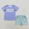 Set di abbigliamento a maniche corte s blu floreali outfit rts bidone abiti da bambino boutique all'ingrosso in stock kid