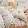 Set di biancheria da letto set floreale romantico foglio di cotone lavata a doppia taglia femmina piumino/copertina con pipistrello