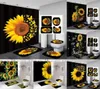 Shower Curtains Magic Butterfly Curtain Sets Black Yellow Art Country Flower Bathroom Decor Bath Mats Rug Toilet Cover 2209226300333