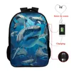 Sac à dos Sacs d'école drôle 3D Filles Boys Acuarela Animaux Imprimez USB Charges de charge SCHOLOGS KIDS Daily Book Bag Primary