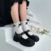 Frauen Socken Baumwolle weibliche süße süße Kawaii Lolita handgefertigt Harajuku Sommerperlstrümpfe weiße schwarze Rüschen Mädchen Sox