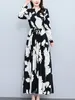 Casual jurken herfst winter vintage print prom long dames luxe zijden feestvestidos 2024 mode elegante bodycon night jurk