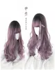 Harajuku Womens Gothic Sweet Lolita Long Curly Synthetic Hair Dyed Cosplay Wig Wig Cap6341892
