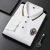 Men's Polos New mens long sleeved polo T-shirt fashionable casual embroidered version breathable mens polo shirtL2405