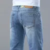 Dünn für Sommer Materail Herren Luxus klassisches Stil Männer Jeans Geschäfts Stretch Denim Männliche Hosen 240420