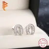 Orecchini per borchie Belawang Women Studs Oreges Ganch 925 Sterling Sterling Clear White CZ CZ Paved Pins ipoallergenico BOUCLES