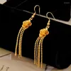 Dangle Ohrringe echt 14k Gelbgold Farbe Blume Langes Quasten Ohrring für Frauen Earline Drop Frauen Schmuck Geschenke nicht verblassen